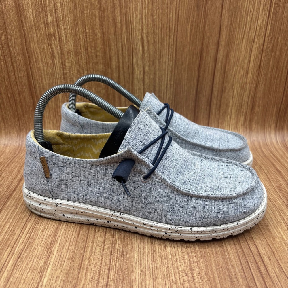 Hey Dude Wendy Chambray White Blue Women Size 8 Loafers‎ 121410119 Slip On Shoes